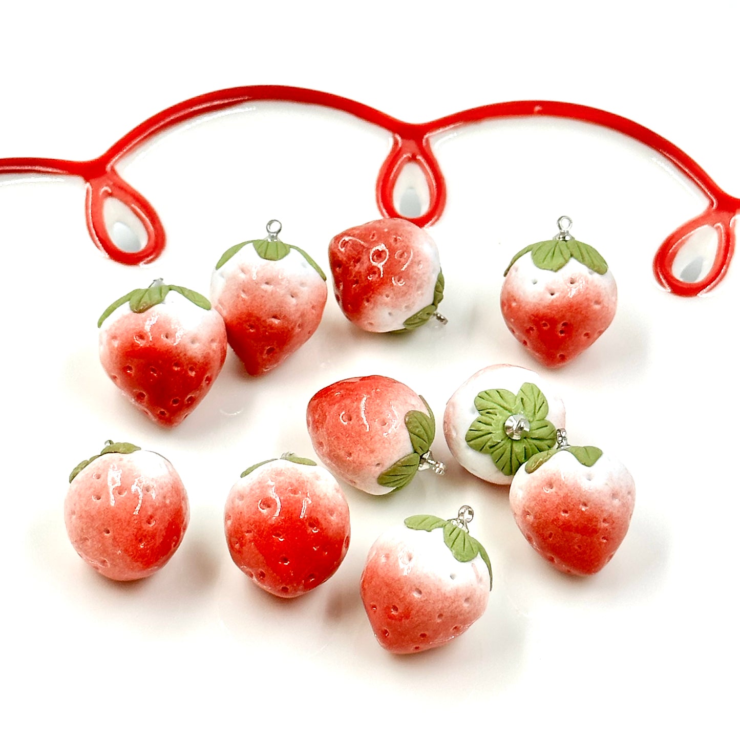 Ceramic Strawberry Beads