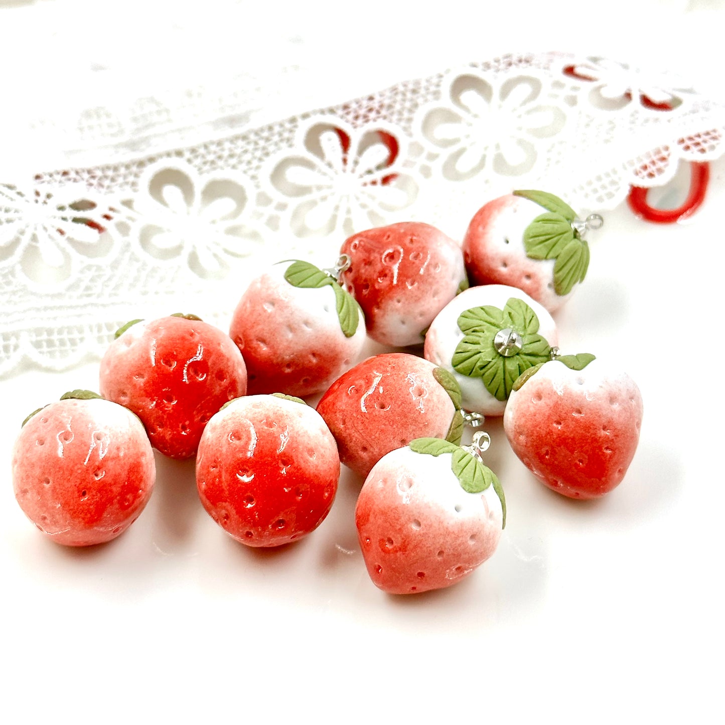 Ceramic Strawberry Beads