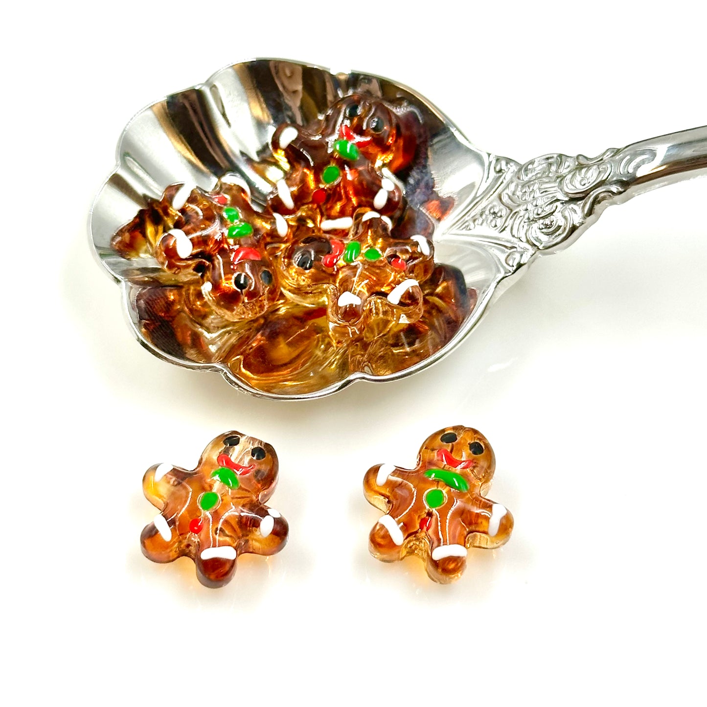 Glass gingerbread man lampwork bead