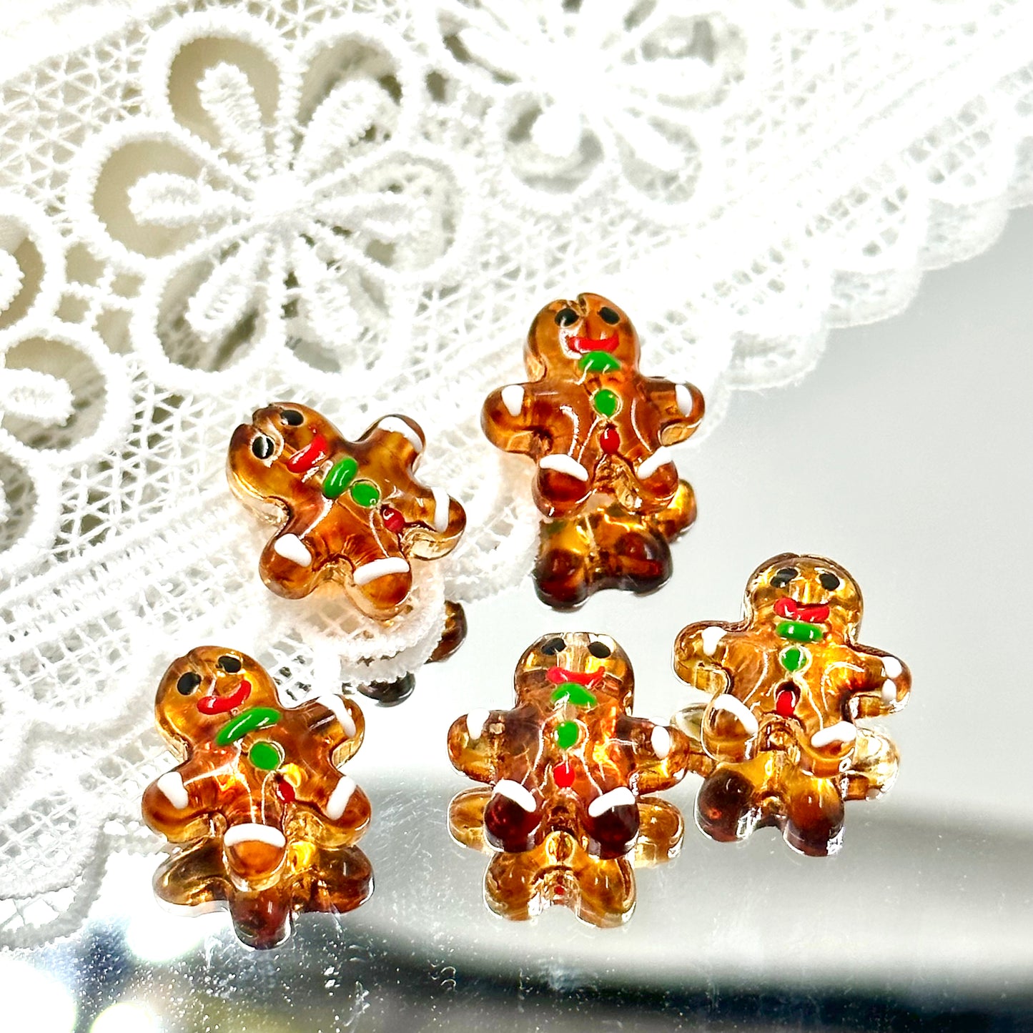 Glass gingerbread man lampwork bead