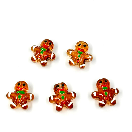 Glass gingerbread man lampwork bead