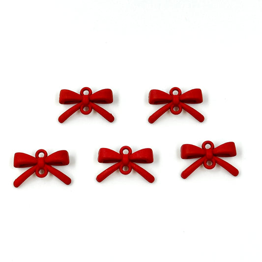 5Pcs Matte Red Bow Charms