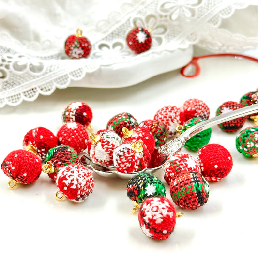 10Pcs Christmas Fabric-Wrapped Bead