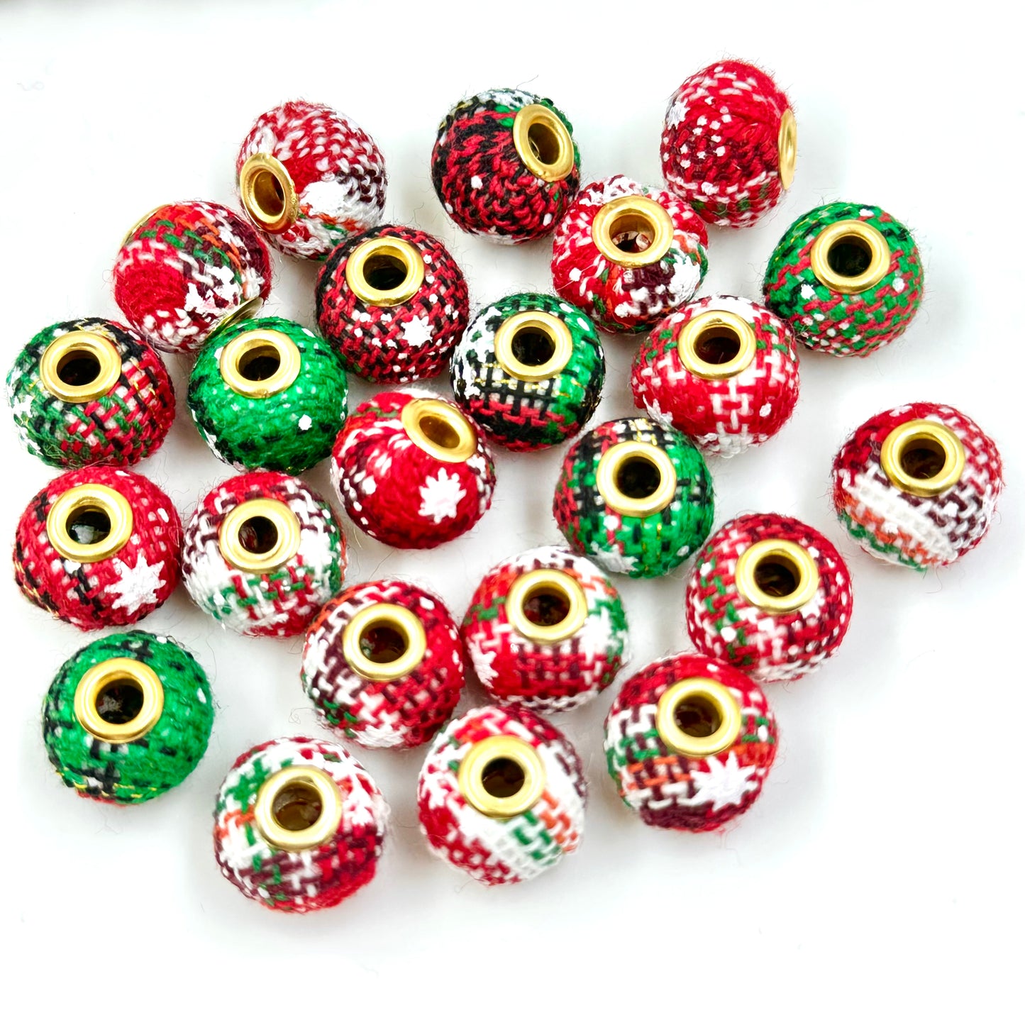 10Pcs Christmas Fabric-Wrapped Bead