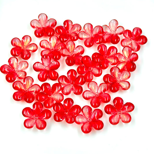 10Pcs Lampwork Red Flower Glass Bead