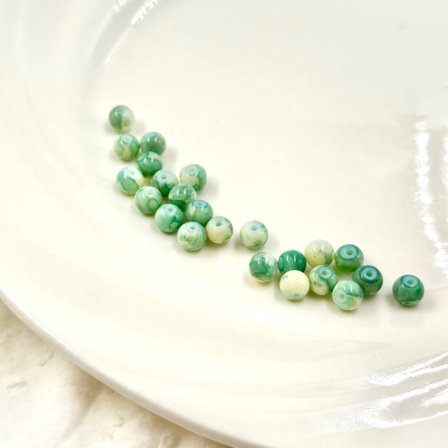 6mm Natural Chinese Green Smooth Round Beads