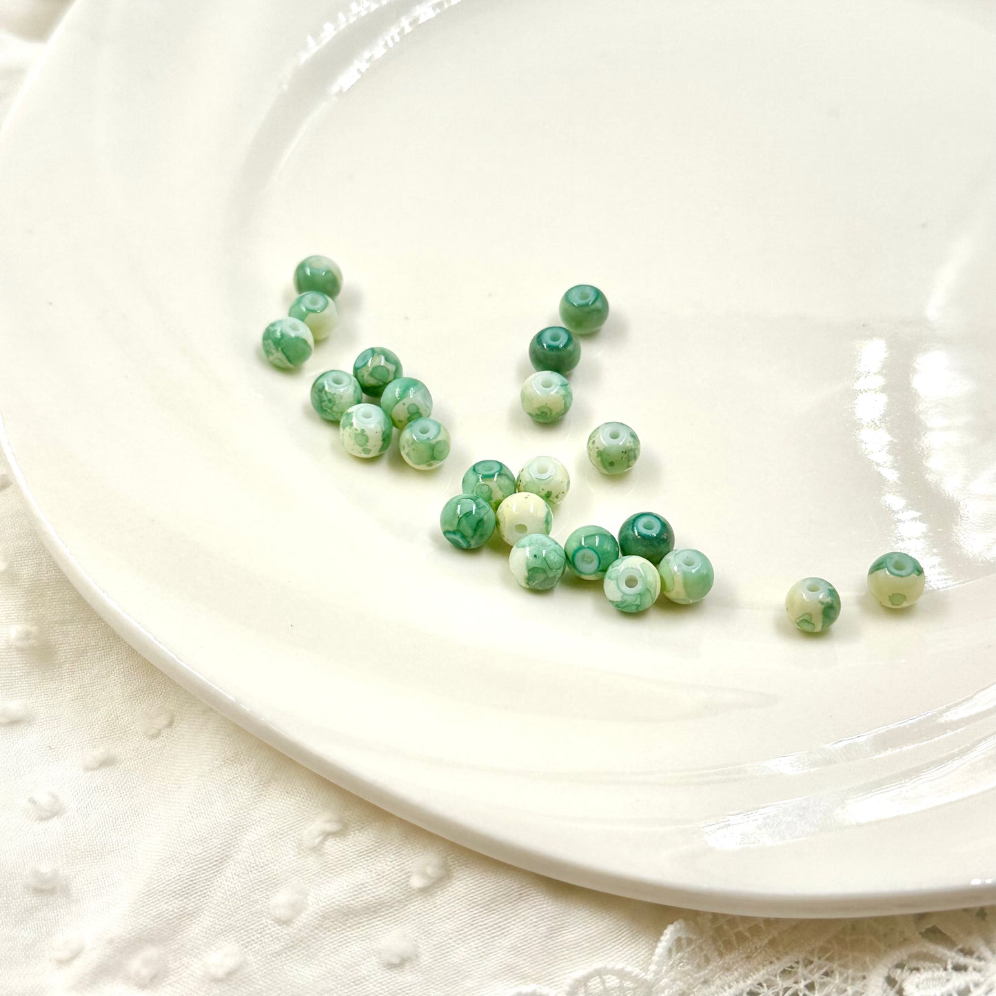 6mm Natural Chinese Green Smooth Round Beads