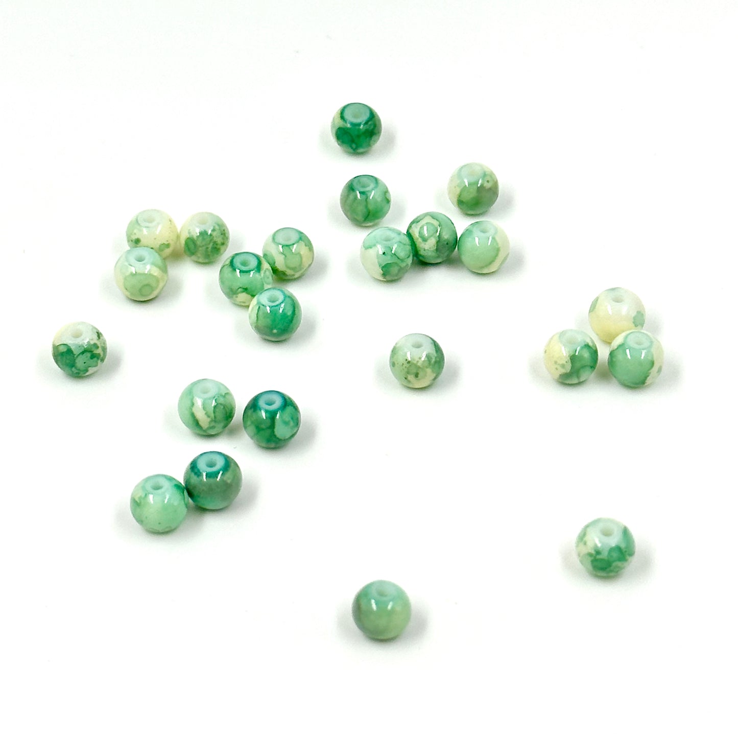 6mm Natural Chinese Green Smooth Round Beads