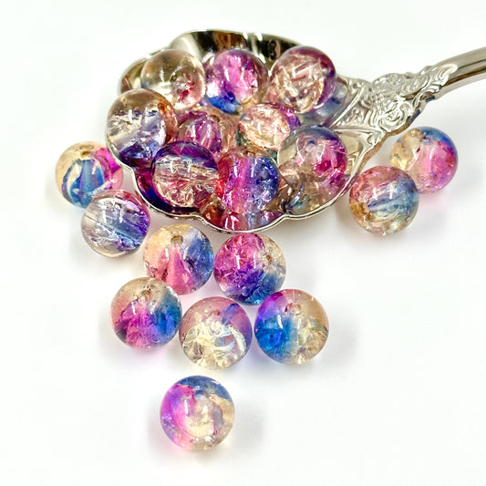 10mm Blue and Purple Crackle Beads