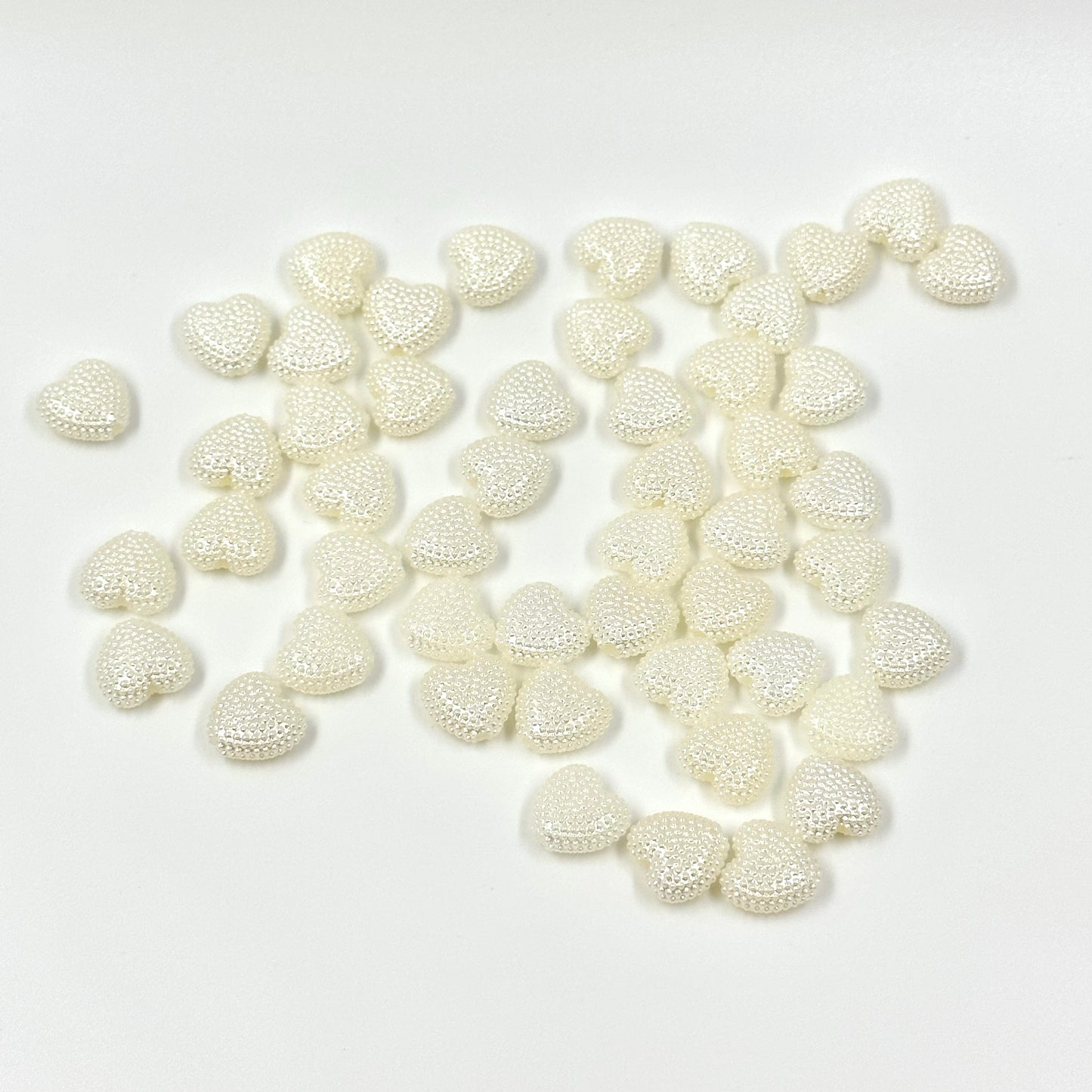 Heart White Pearl Pearly Acrylic Heart Beads